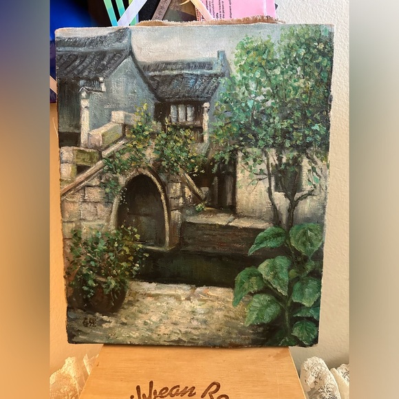 PAINTING 12 x 10 Scenic Canvas Art Signed ⚠️ Poor Condition read👇 - Picture 2 of 6